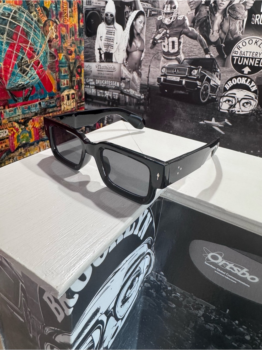 Chunky Black Rectangular Sunglasses